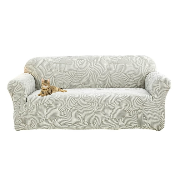 Dowbom Sofa Cover for 1 2 3 4 Seater,1-Piece Non-slip Sofa Slipcover with Elastic Bottom Furniture Protector Thicken Washable Jacquard Stretch Couch Cover for Living Room-S(90-140cm)-light grey