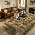 thumbnail image 2 of Forest Plaid Washable Area Rug 5 x 8 ft Vintage Bear Pine Dragonfly Canoe Duck Farmhouse Soft Non‑Slip Rugs Stain Repellent Indoor Mats for Spacious Family Room, Long Dining‑Table, Sunroom, 2 of 9