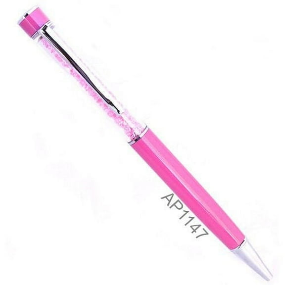 Hot Pink Swarovski Crystal Pen with Colored Tip Silver Clip On Black Ink Ballpoint Elegant Classy