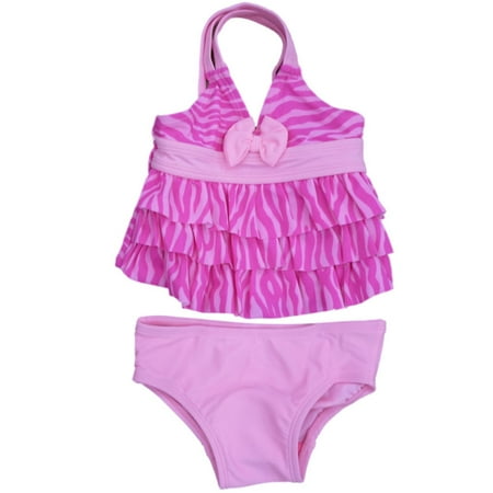 

Joe Boxer Infant Girls Pink Ruffle Swimming Suit Swim 2 Piece Bathing Suit 12m