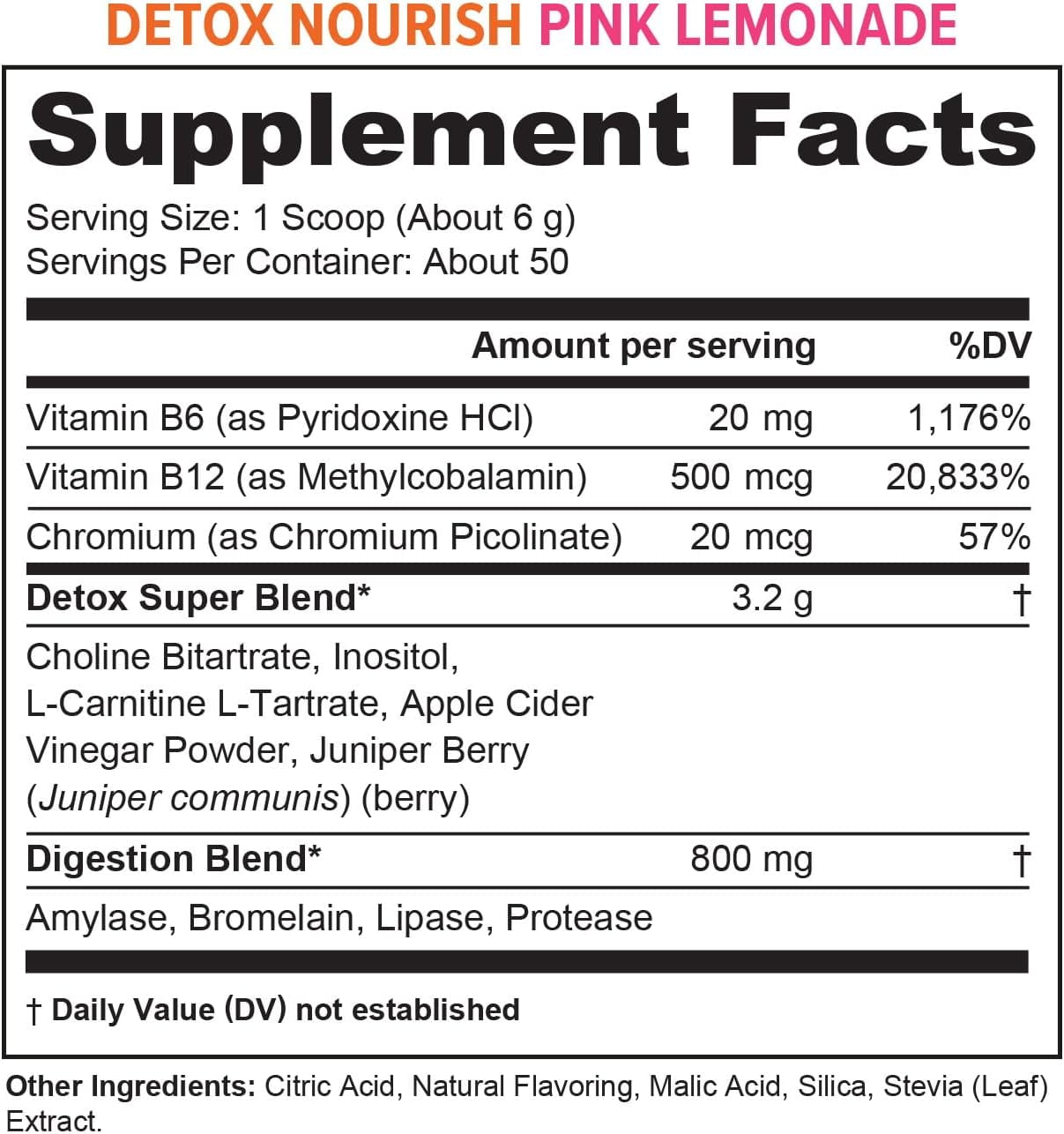 Vitauthority Detox Nourish Dietary Supplement Powder, Metabolism Support & Digestion Aid, Pink Lemonade, 10.9 oz
