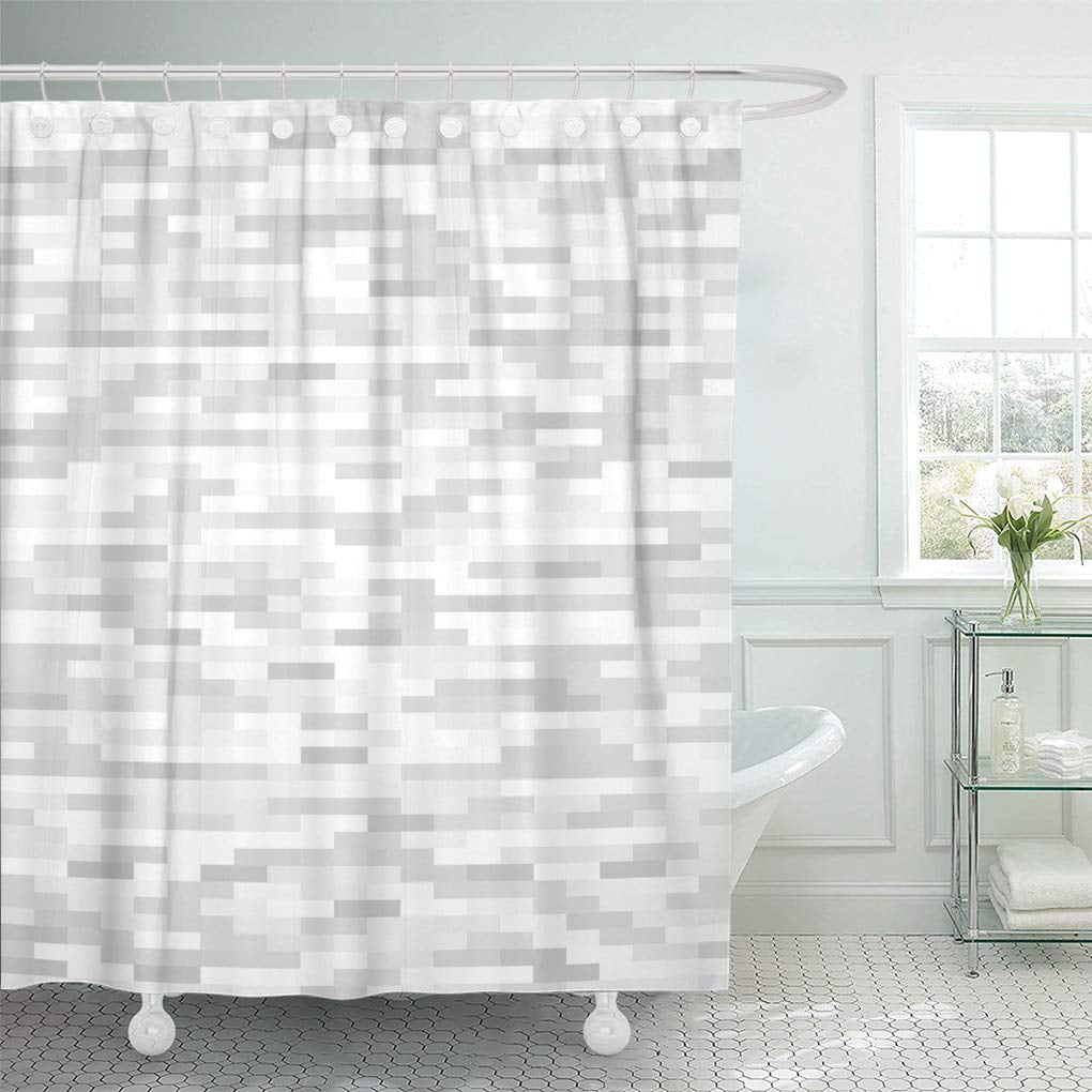 Suttom Pattern White And Gray Rectangle, Brick Pattern Shower Curtain
