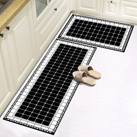 

LG 2pcs Kitchen Rug Kitchen Mat Line Geometric Gray Lantern Designed Non-slip Floor Mat Suitable For Kitchen 19.6*31in+19.6*62.9in/32.6*35.4in+32.6*70.8in/19.6*70.8in