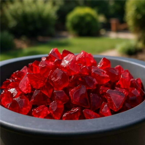 HomeRoots 479097 Red Round Reflective Fire Pit Glass