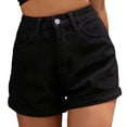 thumbnail image 2 of Wevis Women's High Waisted Denim Shorts, Classic Jean Shorts with Rolled Cuff Hem, Five Pocket Casual Summer Shorts, 2 of 4