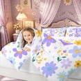 thumbnail image 3 of Meiyoeat Dreamy Daisy Letter E Twin Bedding Sets for Women Girls, Purple Cartoon Floral Bedding Comforter Set, Reversible, 7 Pieces, 3 of 6