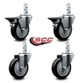 thumbnail image 2 of 4 Inch Black Polyurethane Wheel Swivel 3/4 Inch Square Stem Caster Set 2 Brakes, 2 of 2