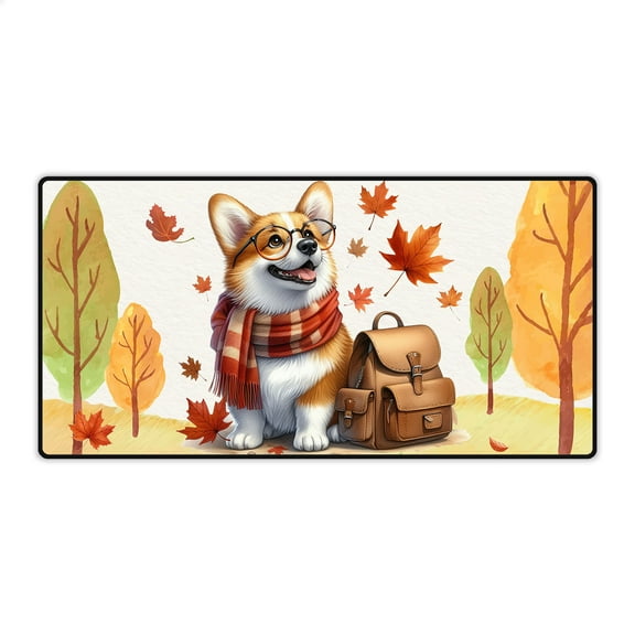 Welcome Fall Corgi Enjoys School Time Autumn Fall Leaves Desk Mat Full Keyboard Mouse Pad Welsh Corgi Dog Lover Gifts Idea Large Mousepad - 02013