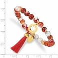thumbnail image 3 of Stainless Steel Polished Yellow Ip Flower Orange Agate Stretch Bracelet Made In China -Jewelry By Sweet Pea, 3 of 6