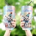 thumbnail image 4 of Happy Birthday Cute Puppy Bichon Frise with Cake Gifts Party Hat 30oz Stainless Steel Tumbler Insulated Cup with Lid Bichons Dog Lovers Gifts Idea - 00029, 4 of 5