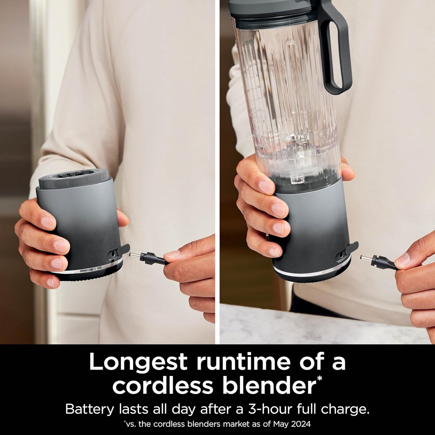 Restored Ninja BC251GY Blast Max Personal Cordless Blender, 3 Programs, 22 oz. Twist & Go Vessel, Gray (Refurbished)