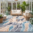 Abstract Stripes Area Rugs 3x5ft Brown Blue Gradient Wavy Lines Leaf ...