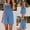 Blue#1, variant on GaThRRgYP Women's Short Sleeve Mini Dress,Women Short Sleeve Dress Dress Turn Down Collar Mini Dress Blue S