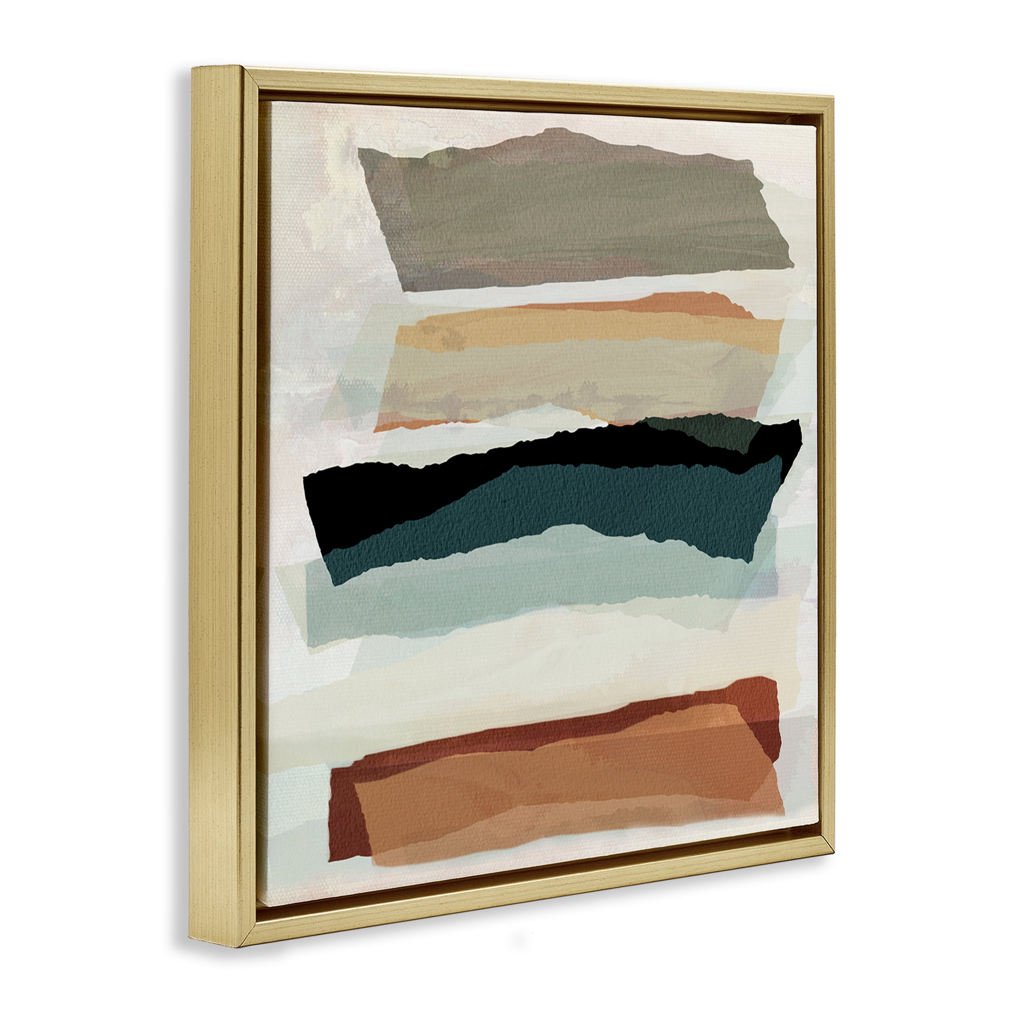 Stupell Industries Southwestern Layered Shapes Abstract Painting Gold Floater Framed Canvas Art Print Wall Art, 18 x 18