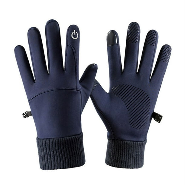 Guantes cálidos de invierno NikouMX guantes de ciclismo táctiles a prueba de viento negro gris claro azul marino gris M L