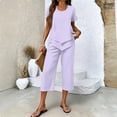 thumbnail image 2 of Clossjun Womens Sets Two Piece Capri Outfits Casual Trendy Fitted Crop Pants and Top Matching Suits Summer Cloths, 2 of 5