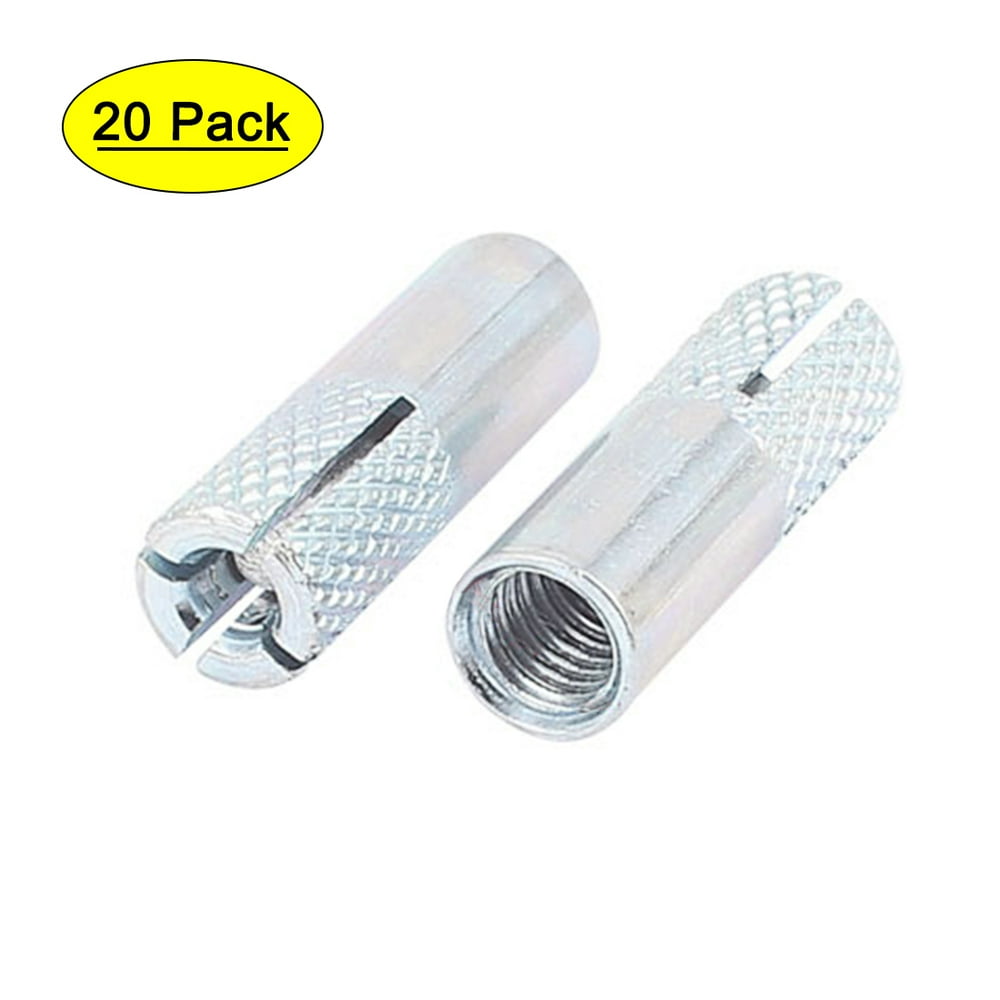 20 Pcs 25mm Long Metal M6 Threaded Expansion Bolt Sleeve Anchors Tool