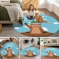 thumbnail image 6 of Happy Groundhog Day 6ft Round Rugs, Cartoon Ground Hog Hole Blue Sky Country Washable Non-Slip Area Rugs for Living Room Bedroom Kitchen, Low Pile Dining Room Kicthen Circle Carpet, Indoor Floor Rug, 6 of 9