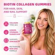 Collagen Gummies - Collagen Gummy Antioxidant with Biotin, Vitamins C - For Hair, Skin and Nails , 60ct