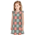 thumbnail image 1 of Balery Colorful Checkered Camisón de princesa para niñas, pijama de algodón con mangas abullonadas, suave y bonito.-X-Large, 1 of 6