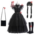 thumbnail image 3 of Disfraz de Halloween para niñas, Vestido de Cosplay para eventos negros, ropa de fiesta de noche para niños, Vestido gótico de moda, 3 of 5