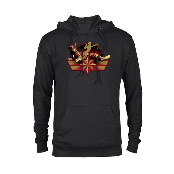 Marvel Captain Marvel Star Symbol and Goose the Cat - Pullover Hoodie for Adults - Customized-Black