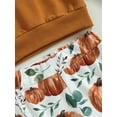 thumbnail image 6 of Toddler Baby Girls Halloween Bell-Buttoms Outfits Letters Sweatshirt Tops Pumpkin Flare Pants Set Fall Holiday Clothes, 6 of 8