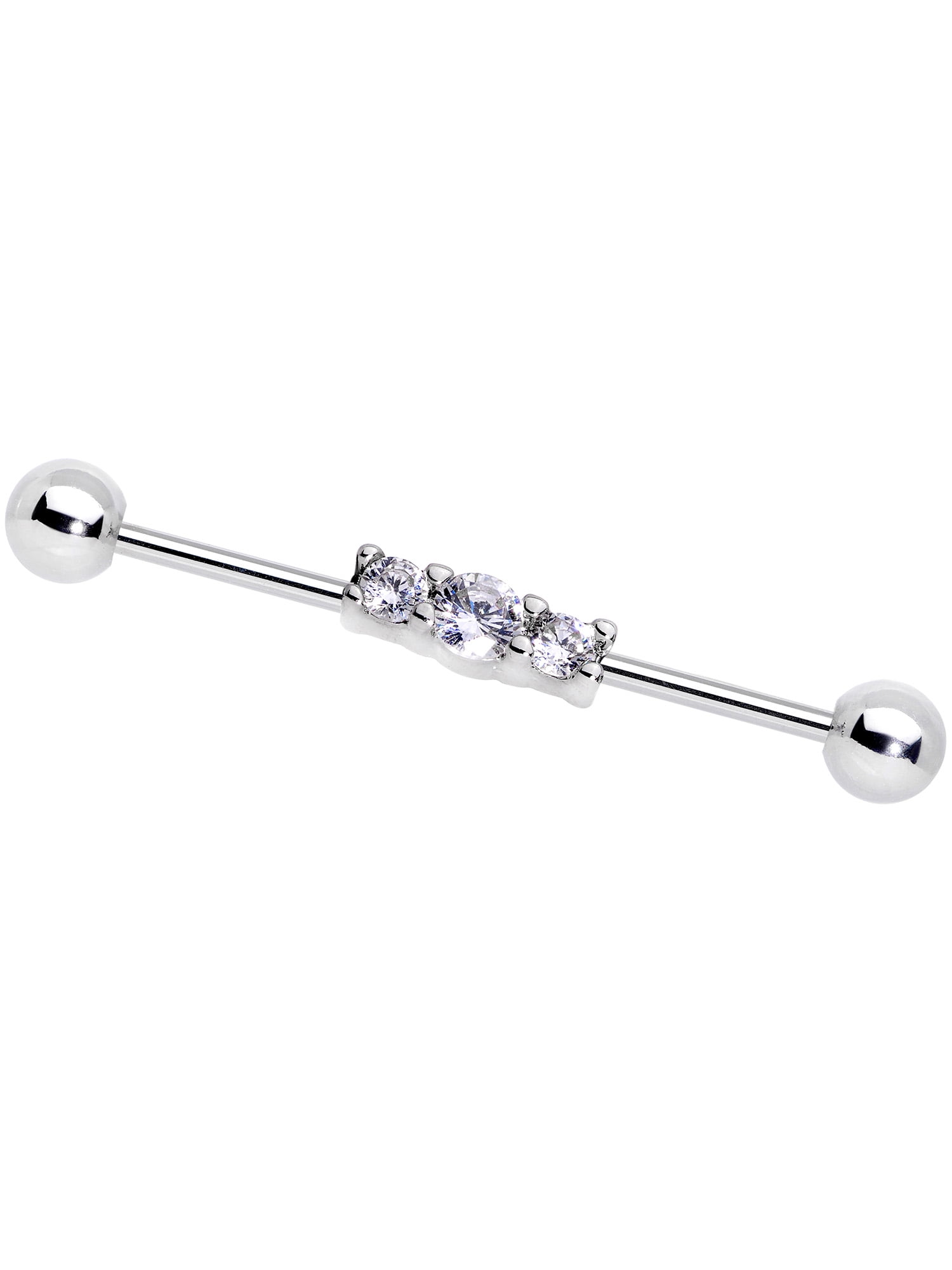 Fashion Jewellery Body Jewellery Body Piercing Jewellery Halo Industrial Ear Bar With Clear Gems