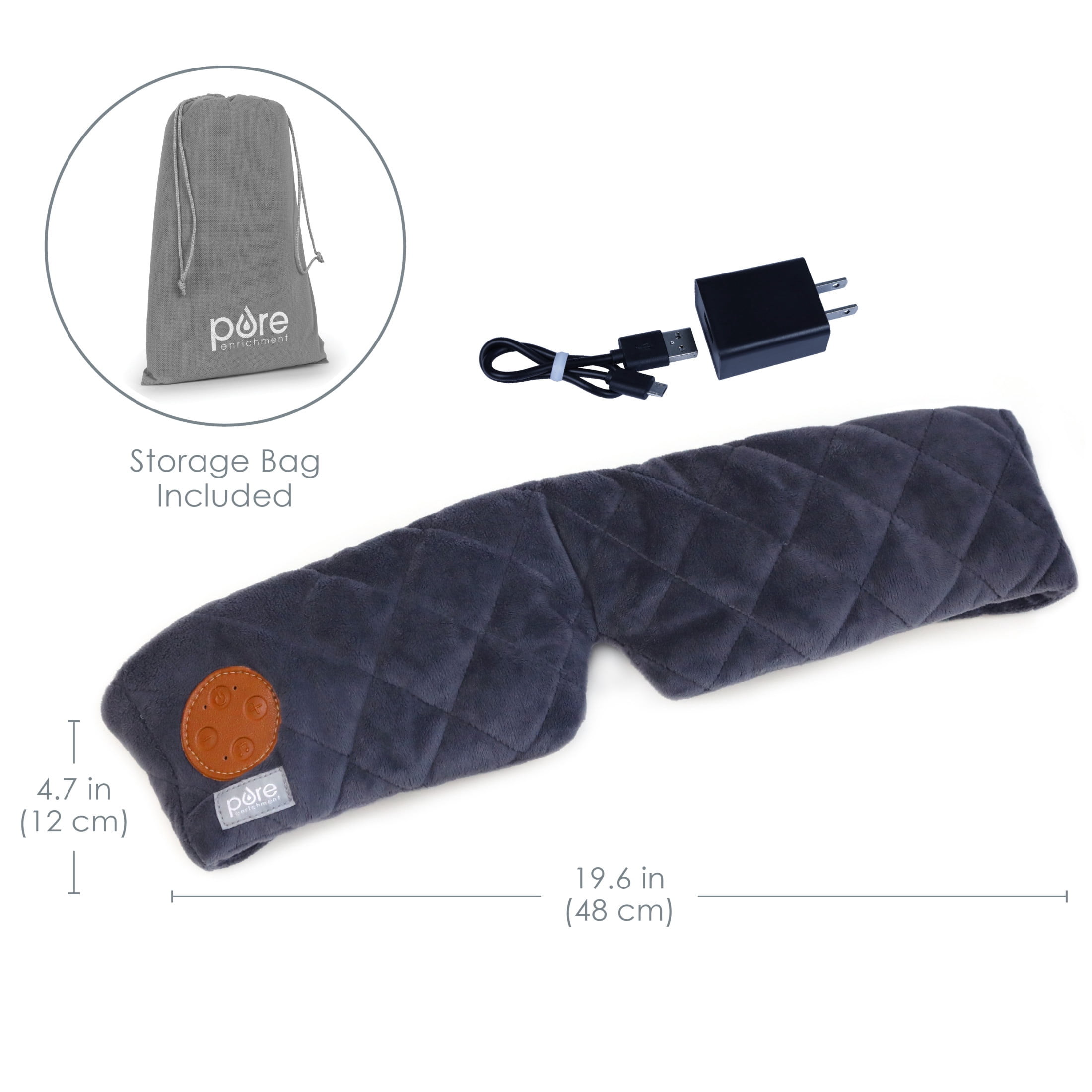 Pure Enrichment Wave Sound Therapy Eye Mask - Rechargeable Bluetooth Speakers, Light Blocking Design, Soft Micromink Fabric, 3 White Noise Sounds, and Adjustable Closure - Ideal for Travel