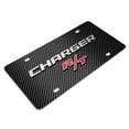 thumbnail image 3 of Dodge Charger R/T 3D Logo Black Carbon Fiber Patten Steel License Plate, 3 of 5