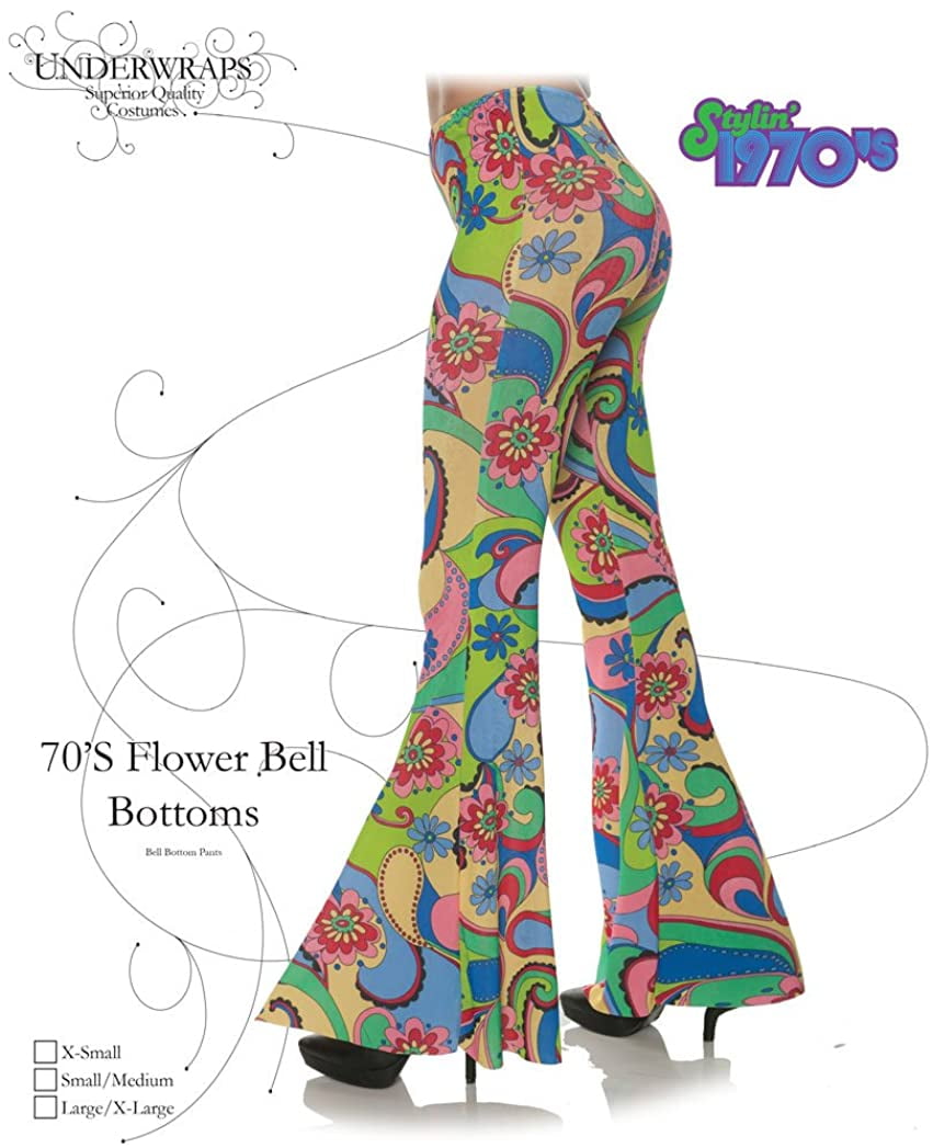 Underwraps Womens 70s Flower Bell Bottom Pants Costume