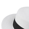 thumbnail image 4 of Womens Beach Straw Sun Hat Summer Classic Boater Sun Hat Panama Short Brim Fedora for Party Travel, 4 of 5