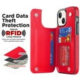 thumbnail image 6 of Nalacover Case for iPhone 14 Plus Card Holder Wallet Case, RFID Blocking Luxury PU Leather Fashion Back Flip Cover with Kickstand Magnetic Buttons Shockproof Case for iPhone 14 Plus, Red, 6 of 7