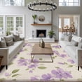 thumbnail image 4 of Spring Flower Area&nbsp;Rug 5x7ft Purple Floral Green Leaf Non-Slip&nbsp;Washable Square&nbsp;Rugs Soft Felt Indoor Floor Mat for Bedroom Kitchen Living Room Bathroom, 4 of 9