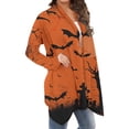 thumbnail image 3 of Drses‌‌ ‌‌‌‌‌‌‌‌‌‌‌‌‌‌‌‌‌‌‌‌‌‌Women's Halloween Pumpkin Cat & Ghost Print Long Sleeve Open Front Cardigan, 3 of 6
