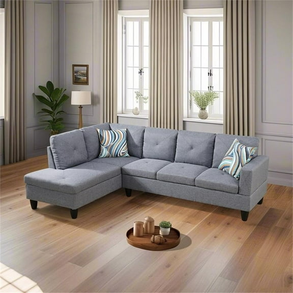 Star Home Living Corp Chris Microfiber Fabric Left Facing Sectional Grey Color