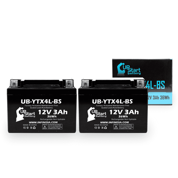 2-Pack UpStart Battery Replacement 1994 Honda XR250L 250CC Factory Activated, Maintenance Free, Motorcycle Battery - 12V, 3Ah, UB-YTX4L-BS