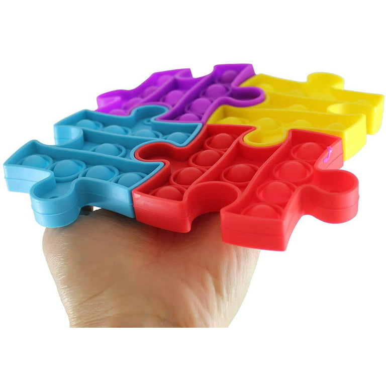 Jigsaw Puzzle Bubble Pop Game - 4 Pieces that Connect - Silicone Push Poke  Bubble Wrap Fidget Toy - - Bubble Popper Sensory Stress Toy 