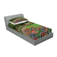 thumbnail image 2 of Ambesonne Floral Fitted Sheet & Pillow Sham Set, Spring Garden Forest, Twinxl, Green and Purple, 2 of 2