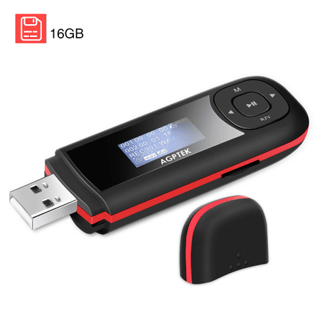 - AGPTEK 16GB USB Stick Mp3 Player Supports Replaceable Battery, Recording, FM Radio, Expandable Up to 64GB, Blue