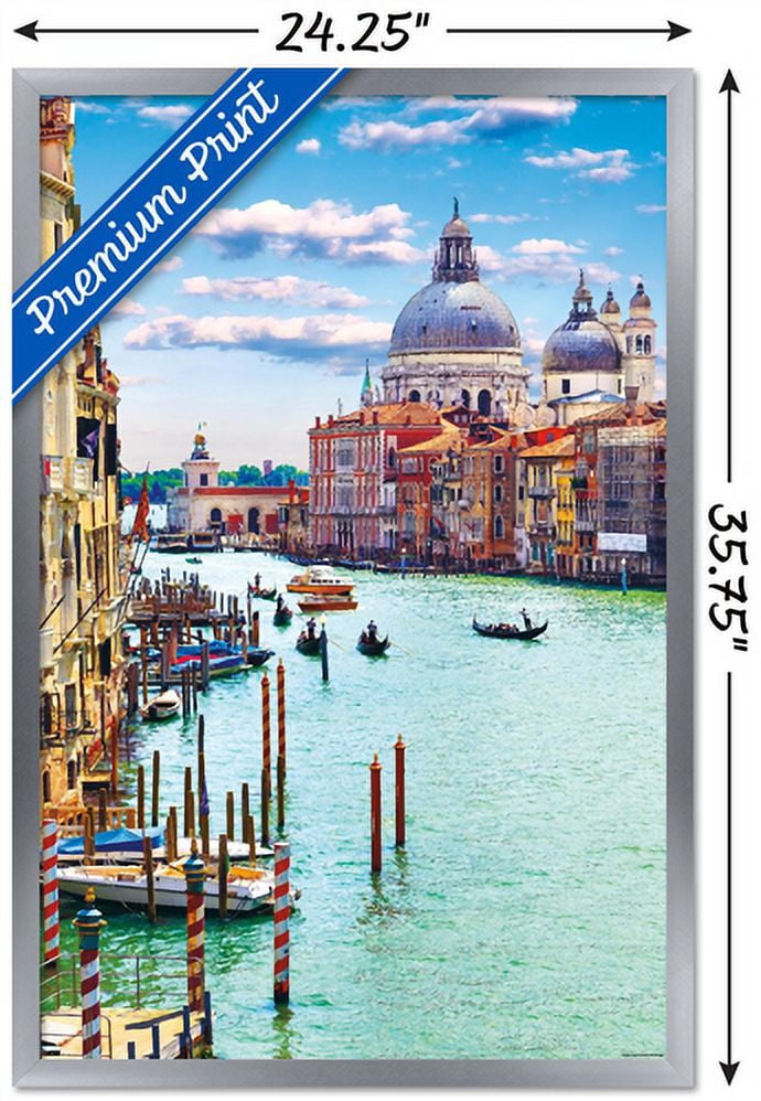 Timeless Visions - Canals of Venice Wall Poster, 22.375" x 34", Framed