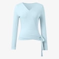 thumbnail image 6 of Kiijoy Girl's Tie Wrap Top Solid Long Sleeve V Neck Ballet Dance Yoga Tshirt, 7-8 Years, 6 of 6