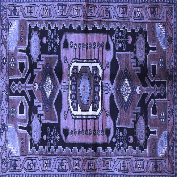Ahgly Company Indoor Square Persian Blue Traditional Area Rugs, 5' Square