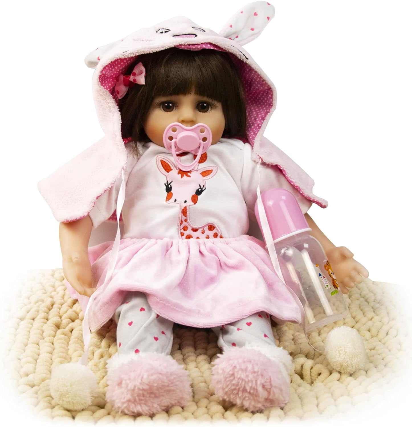 JRLCGYP 16" Reborn Baby Doll Girl, Realistic Vinyl Silicone Lifelike Baby Girl Doll with Weighted Body, Soft Body Doll Gift Set for Ages 3 and Up