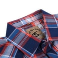 thumbnail image 7 of Coevals Club Mens Pearl Snap Plaid Western Cowboy Button Up Short Sleeve Shirts Blue White Orange 15 4X-Large, 7 of 7