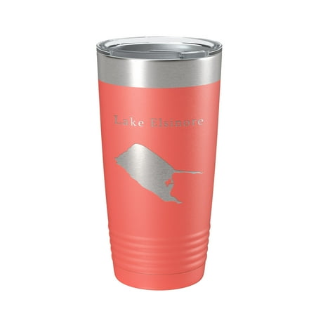 

Lake Elsinore Map Tumbler Travel Mug Insulated Laser Engraved Coffee Cup California 20 oz Coral