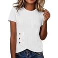 thumbnail image 3 of TGSLY Women's Ribbed Knit Tops Lightweight Soft Crew Neck Short Sleeve Shirts Dressy Casual Solid Color Asymmetric Wrap Hem Tunic Blouses M, 3 of 10