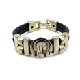 thumbnail image 3 of Vintage Virgen Mary bracelet handmade jewelry with Double Leather strap by Graciela's Collection, 3 of 14