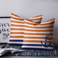 thumbnail image 2 of Pillow Covers 20x20 Set of 2, Anchor Orange Throw Pillow Covers Decorative Couch Cushion Cover, Modern Navy Blue White Striped Nautical Microfiber Soft Square Pillowcases for Bedroom Living Room Sofa, 2 of 7