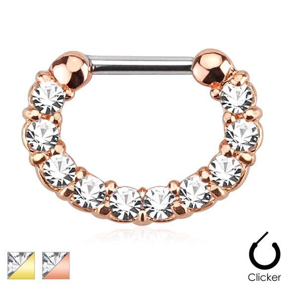 SEPTUM CLICKER NOSE RING 16G (1.2MM) # L Fine Line (Rose Gold) (B/6/5)
